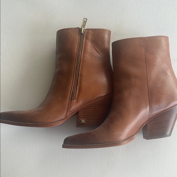 San Edelman Brown Leather Ankle Boots - Picture 5 of 6